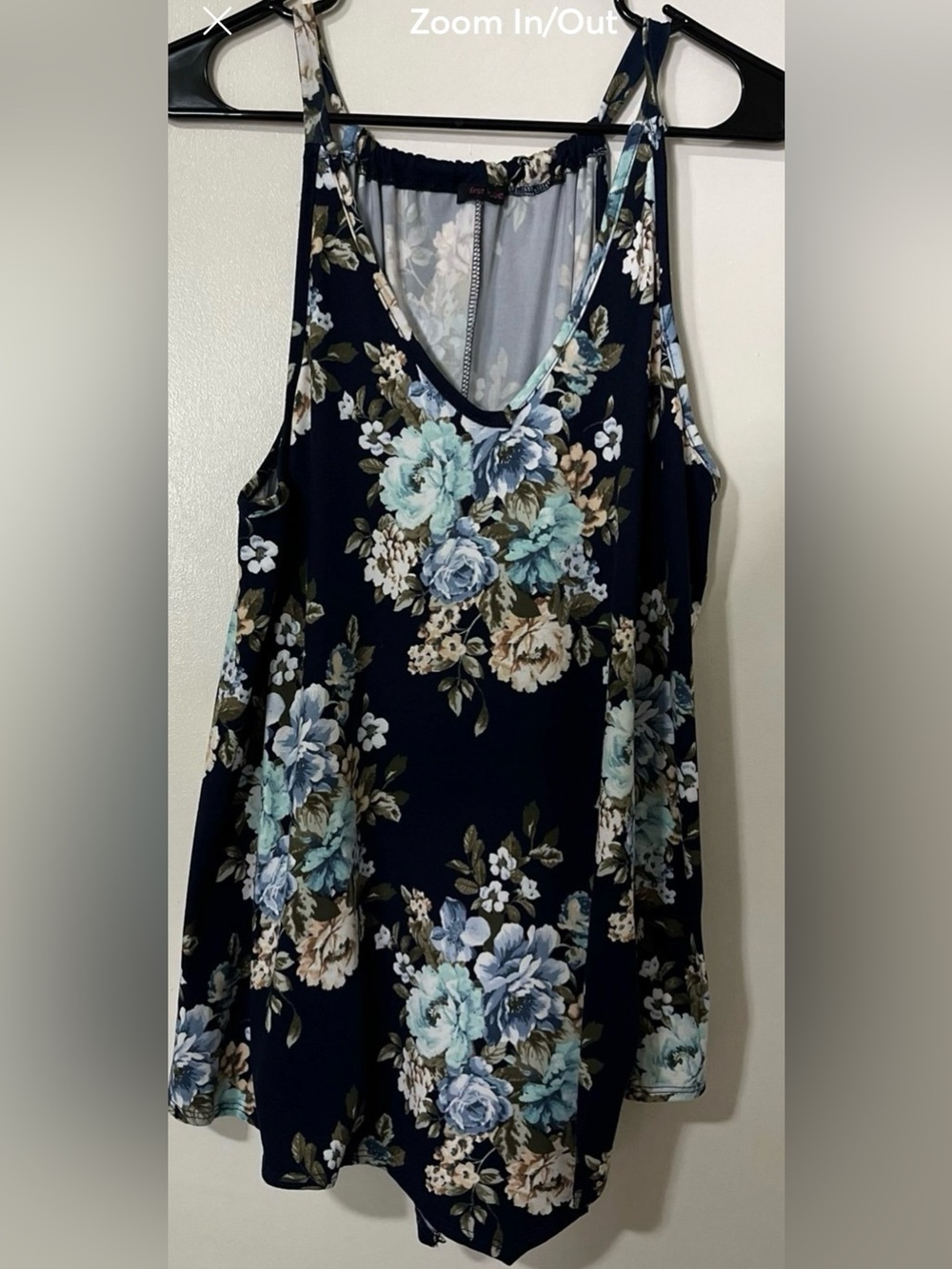 First Love Navy Blue Floral Scoop Neck Tank Top